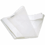 A large, white mesh straining bag, loosely folded with reinforced edges and visible stitching, is set against a plain background—perfect as a replacement for the Kick Net with Poles - 0021-P.