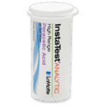 A white plastic container labeled Insta-Test ANALYTIC High Range Peracetic Acid Test Strips-3000HR, 50 Test Strips, LaMotte, is set against a plain light background.
