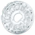 Un labyrinthe circulaire en plastique transparent, similaire à la cartouche SpinDisk Reagent - 4334-H, comporte plusieurs petites boules métalliques à l’intérieur. Conçu comme un jeu de puzzle à roulettes, il possède un trou central avec divers chemins et murs guidant les balles.