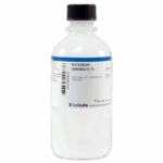 A white plastic bottle with a black cap labeled Potassium Chromate, 5% by LaMotte, Chromate Indicator Titration Reagent - 6352-J, featuring product details and safety information on a white background.