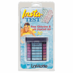 Un kit de prueba libre de cloro y pH empaquetado - 7019 de LaMotte, que incluye un nadador y una tabla de colores comparativa. El envase establece 30 pruebas por cada factor.