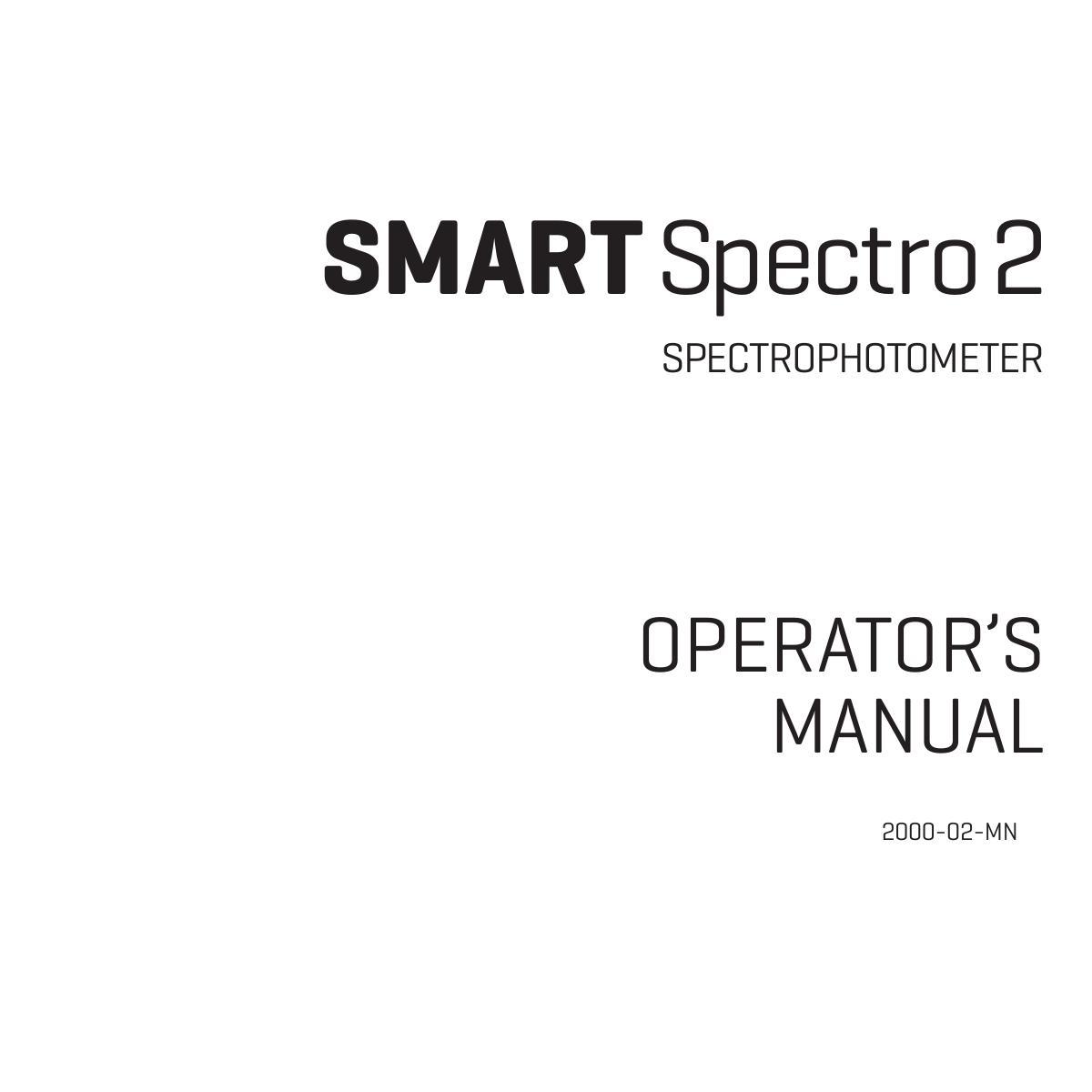 Spectator WINTER 2000 No.02 スペクテイター Smart Spectro 2 Spectrophotometer Operator's Manual (2000-02-MN